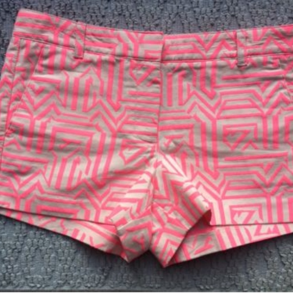 J. Crew Pants - J Crew City Shorts Hot Pink & Cream Size 8